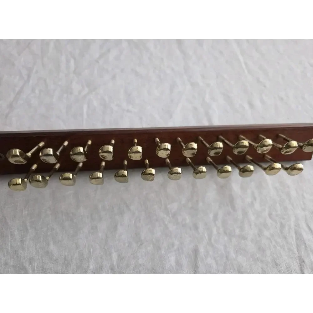Vintage Brass Golf Club Peg Hanger Wood Tie Rack Wall Mount Scarf Belt
